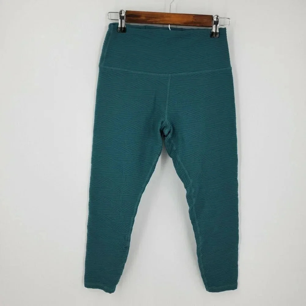 Glyder Women's Textured Crop Leggings Teal Blue‎ Green Size Medium